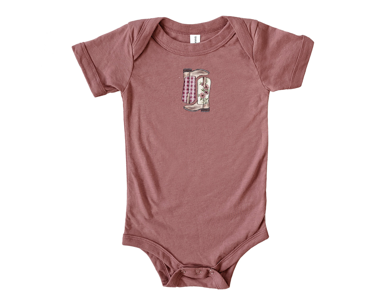 Burgundy Palaka Boots Baby Onesie | Baby & Kids