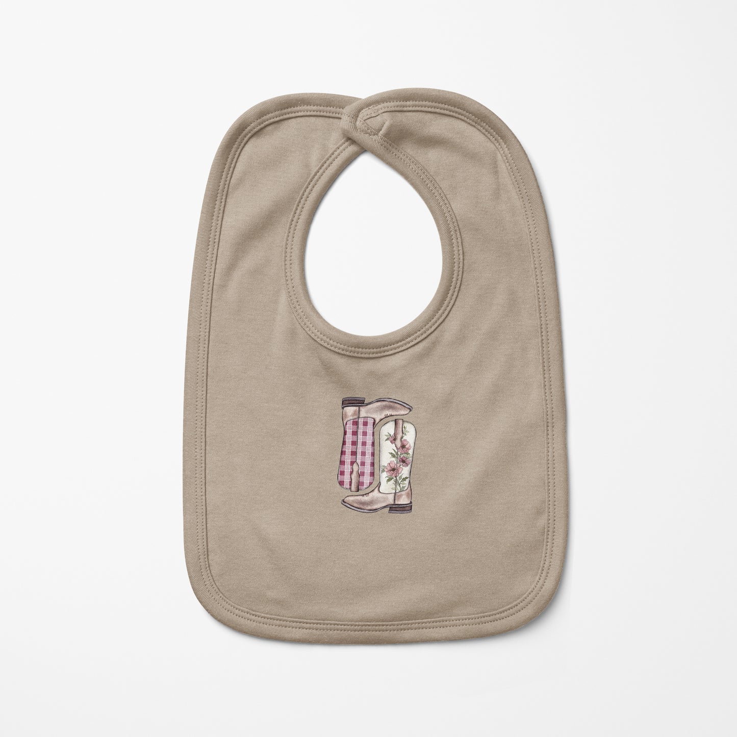 Burgundy Palaka Boots Baby Bib | Baby & Kids