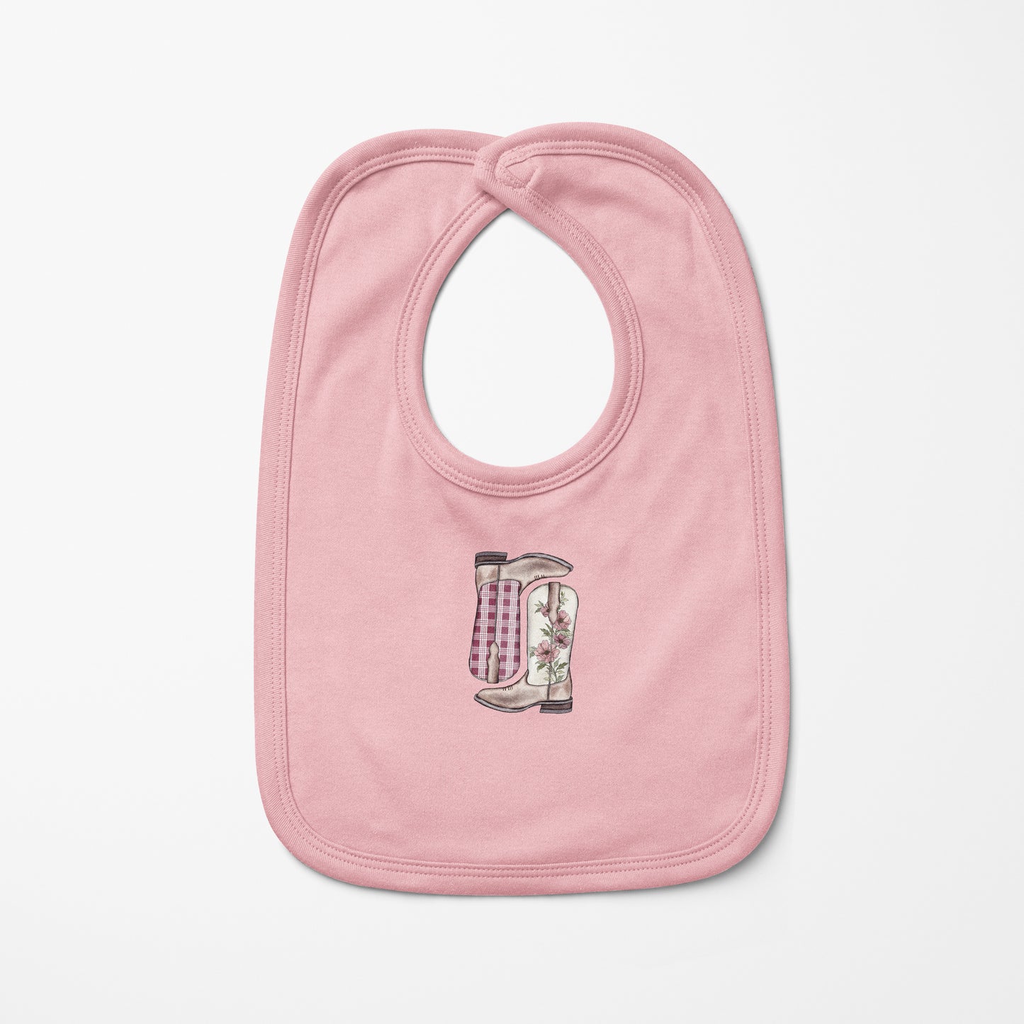 Burgundy Palaka Boots Baby Bib | Baby & Kids