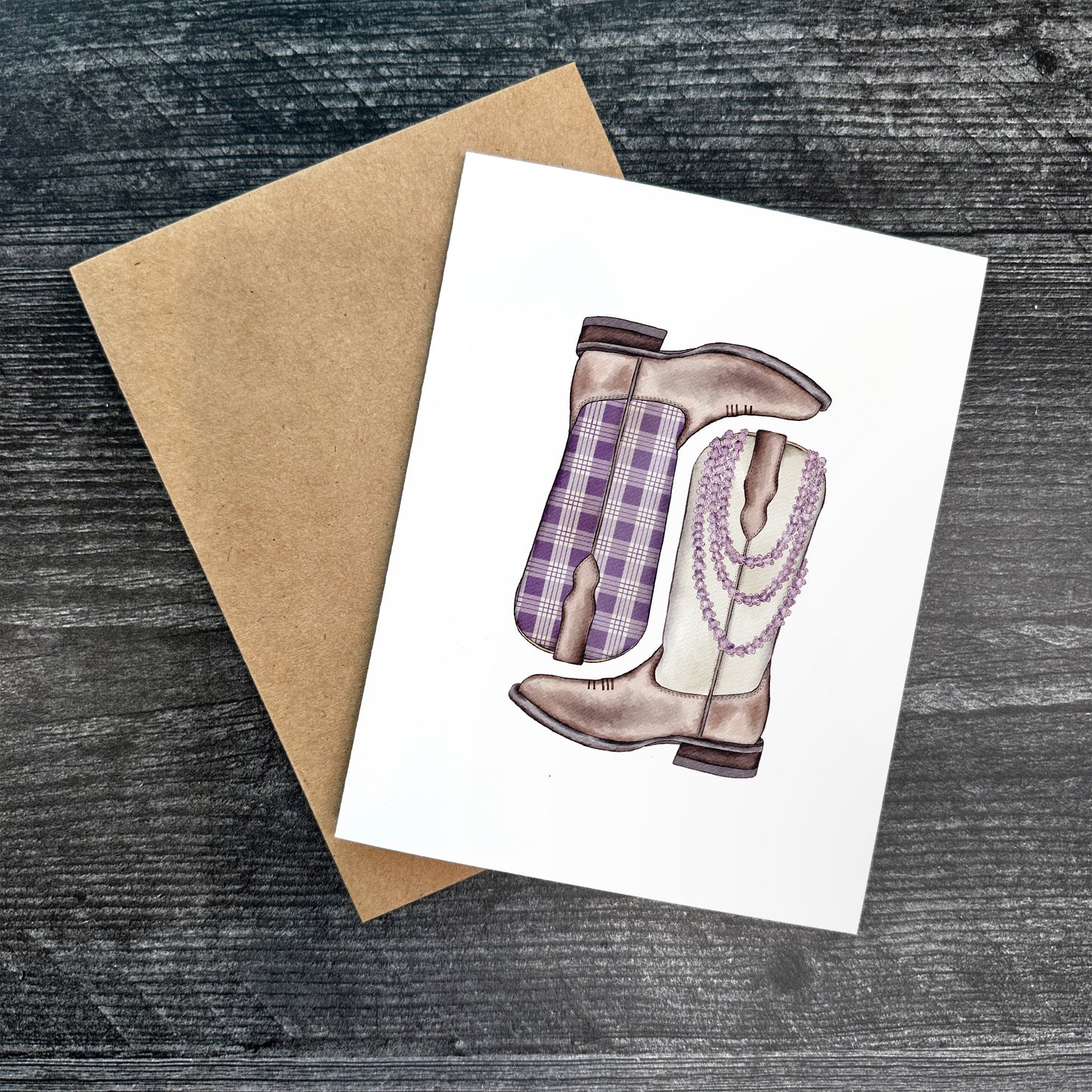 Crown Flower Palaka Boots | Greeting Card