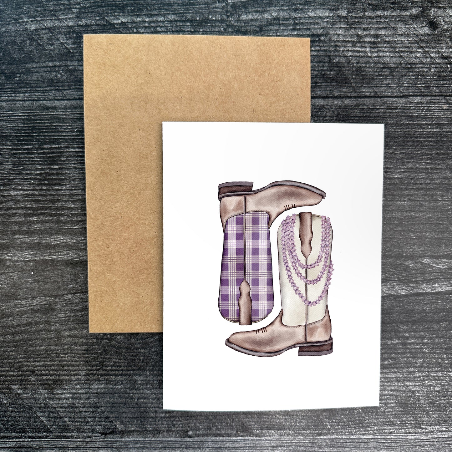 Crown Flower Palaka Boots | Greeting Card