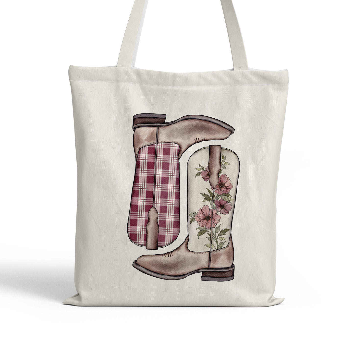 Burgundy Palaka Boots Tote Bag