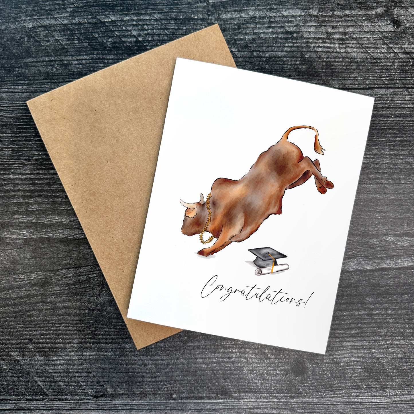 Graduation Bucking Bull | Greeting Card