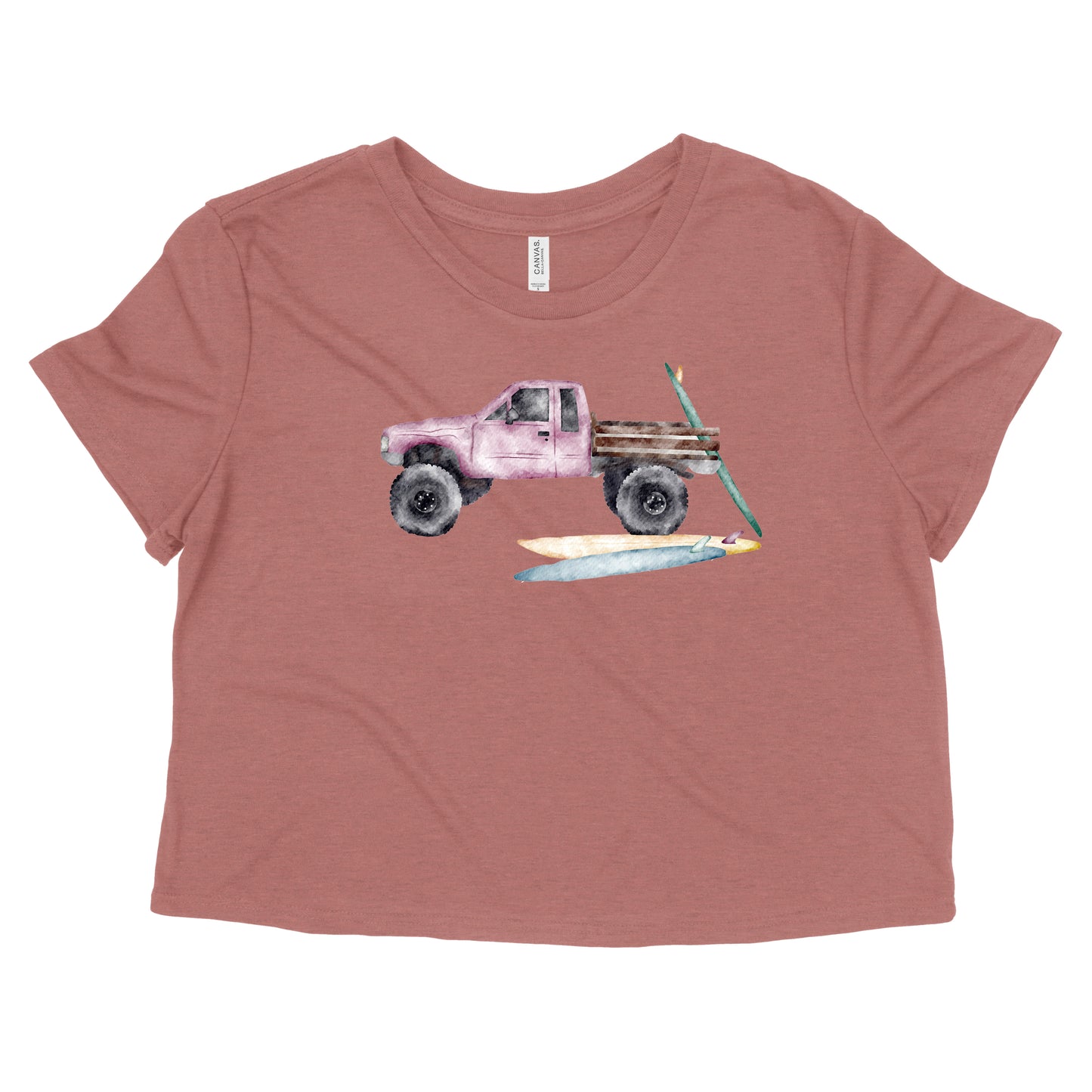 Pink Truck Womens Flowy Crop Tee | Apparel