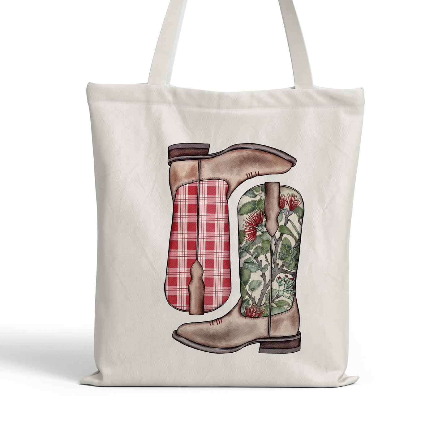Red Ohia Palaka Boots Tote Bag