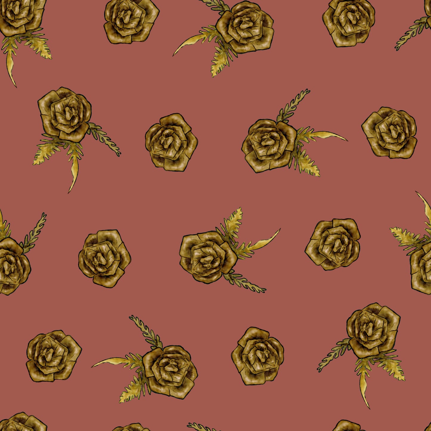Ti Roses- Clay | Seamless Repeat Pattern