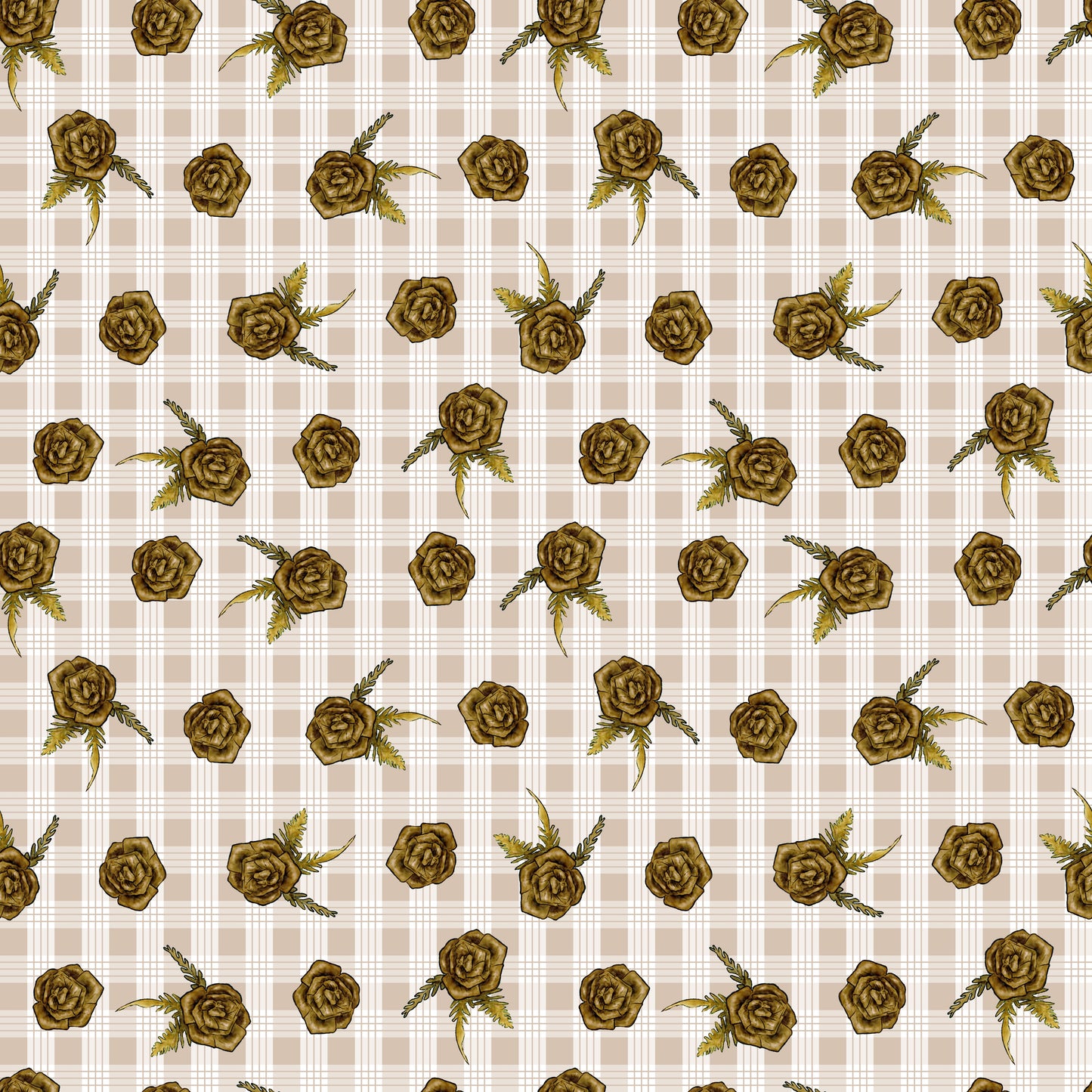 Ti Roses- Sand Palaka | Seamless Repeat Pattern