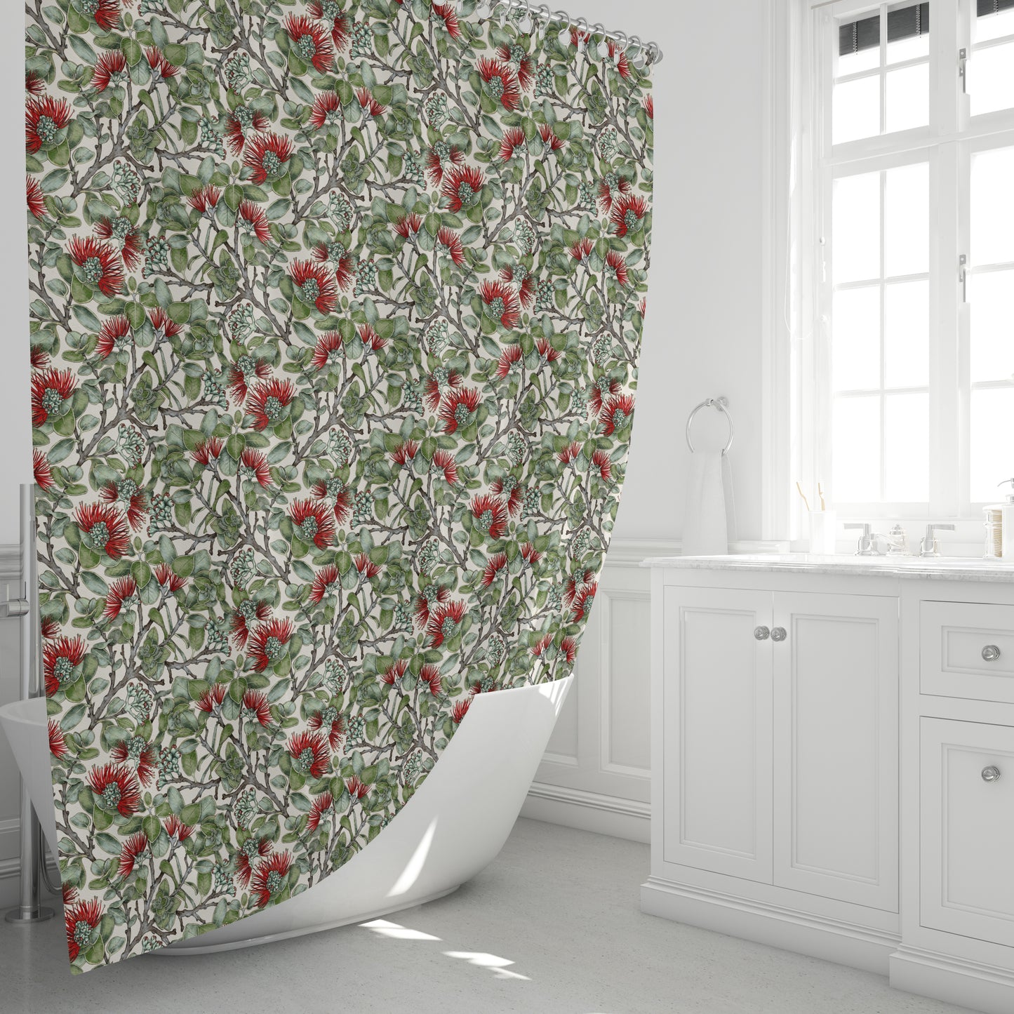 Ohia Lehua Shower Curtain- Red