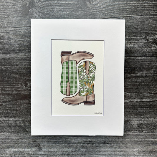 Ohia Lehua Palaka Boots- Mamo | Art Print