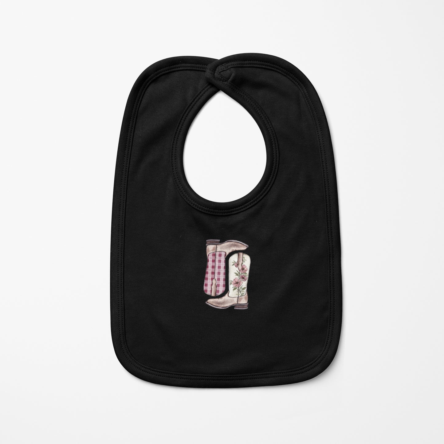 Burgundy Palaka Boots Baby Bib | Baby & Kids