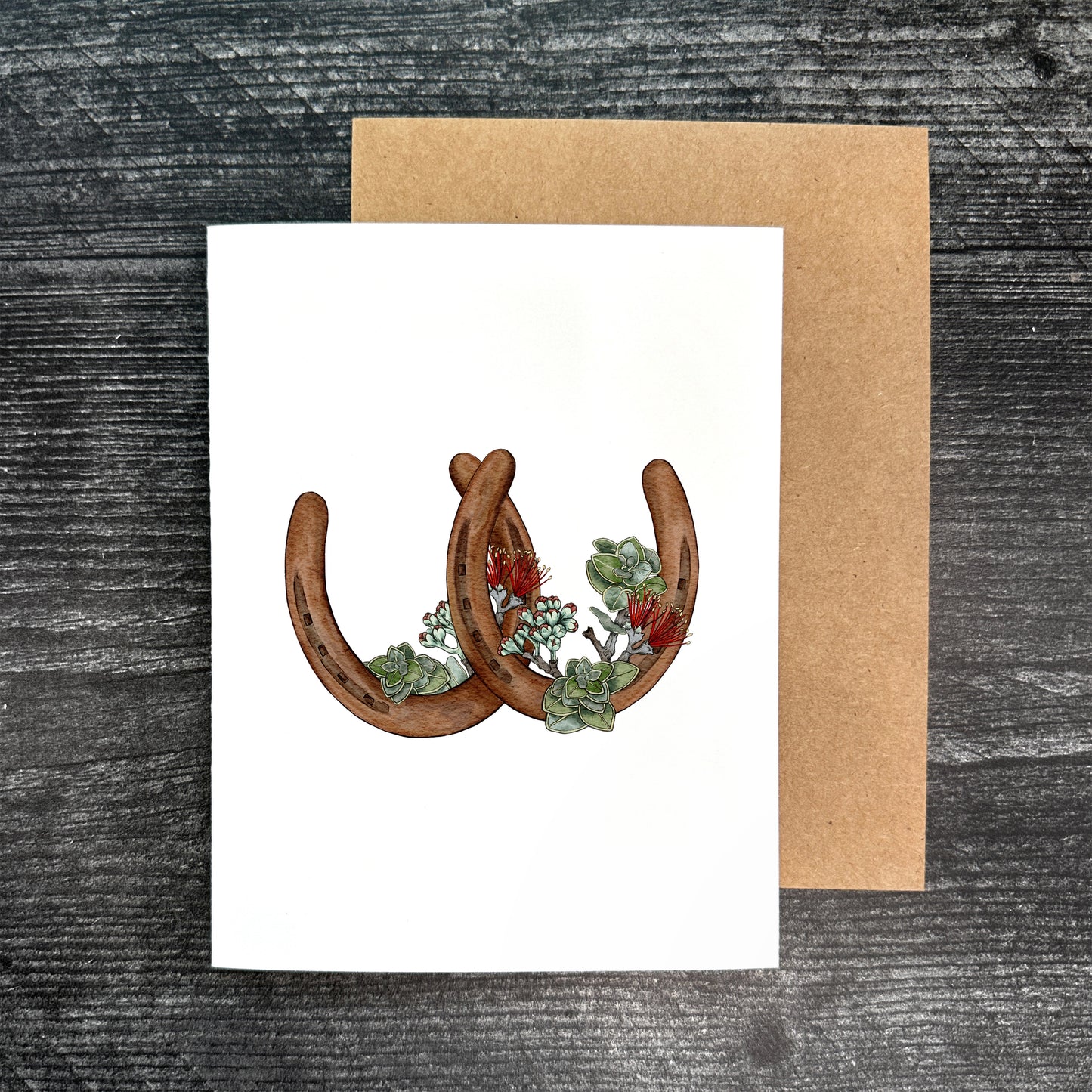Double Horseshoes- Ohia Lehua | Greeting Card