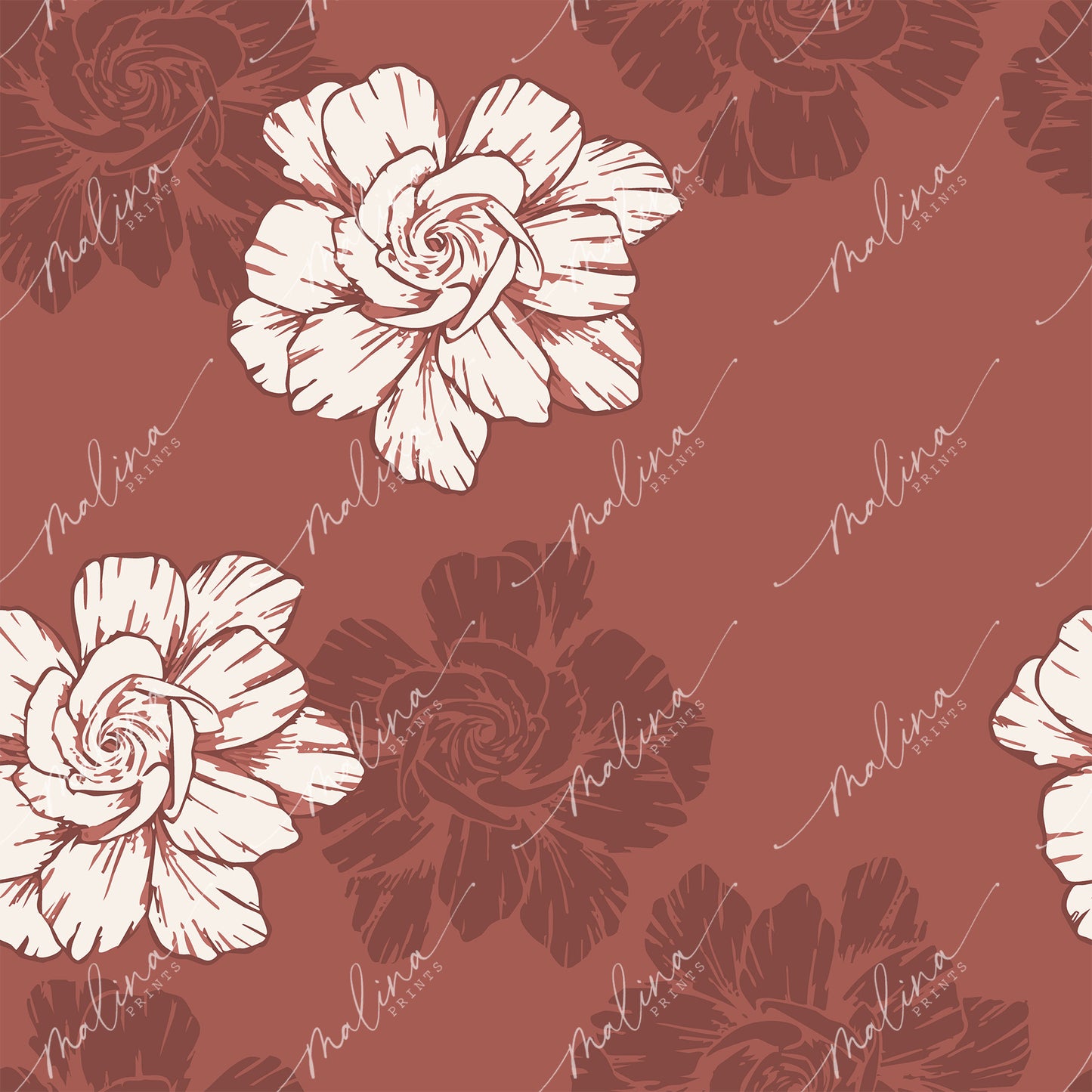 Gardenia Scatter | Seamless Repeat Pattern