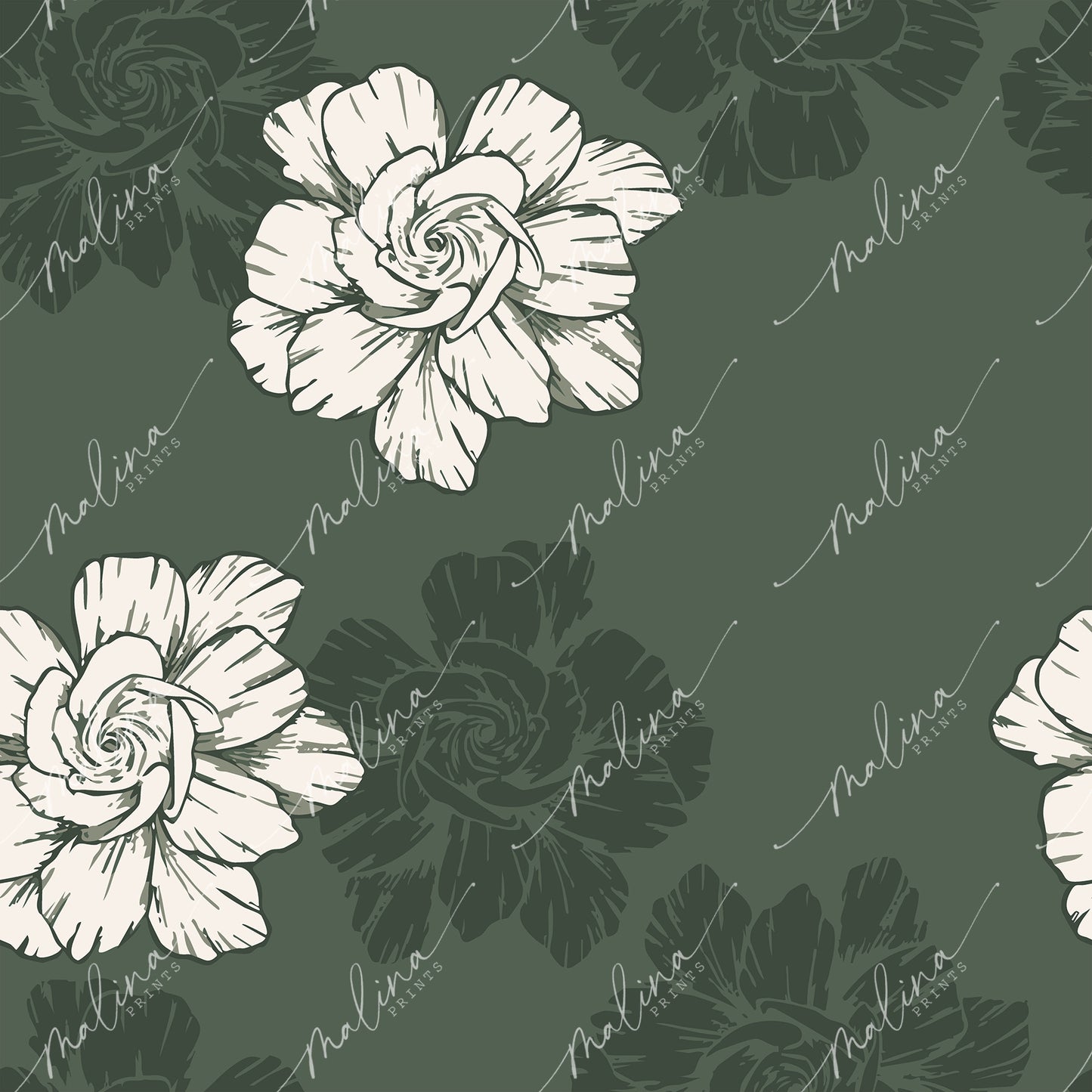 Gardenia Scatter | Seamless Repeat Pattern