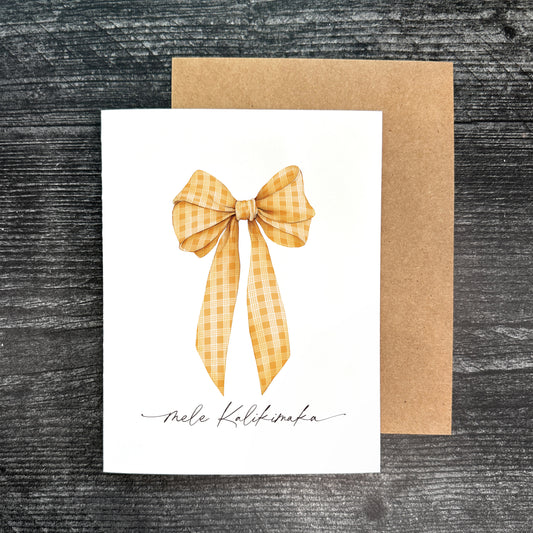 Gold Palaka Bow- Mele Kalikimaka | Greeting Card