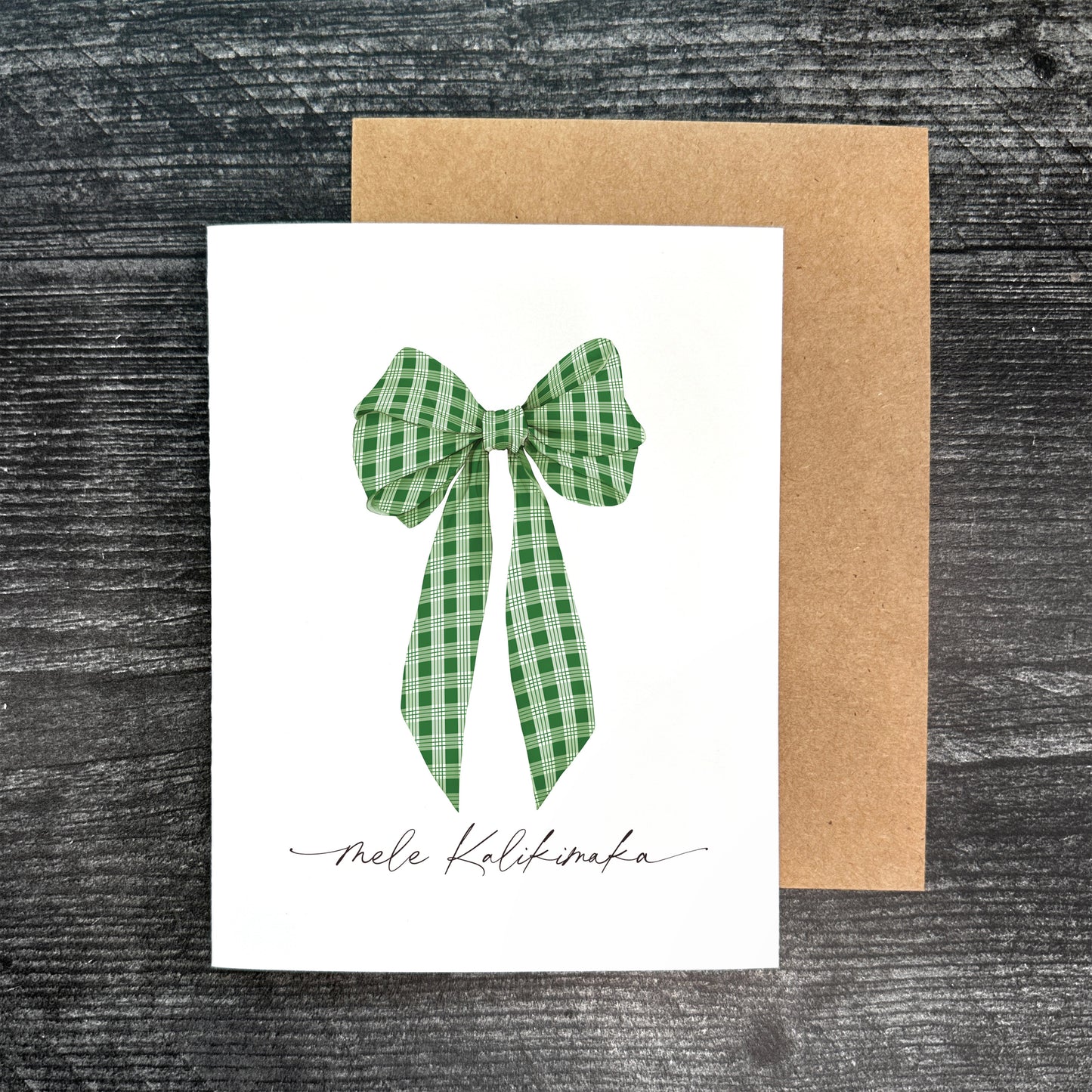 Green Palaka Bow- Mele Kalikimaka | Greeting Card