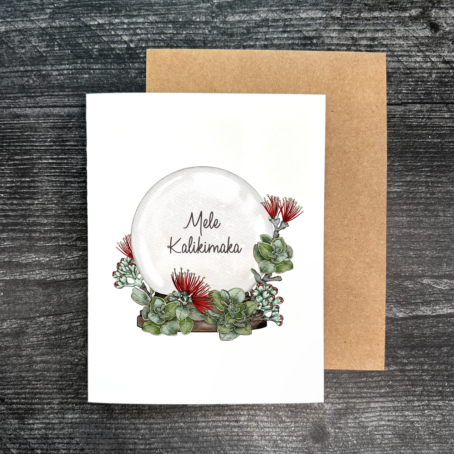 Snow Globe- Mele Kalikimaka | Greeting Card