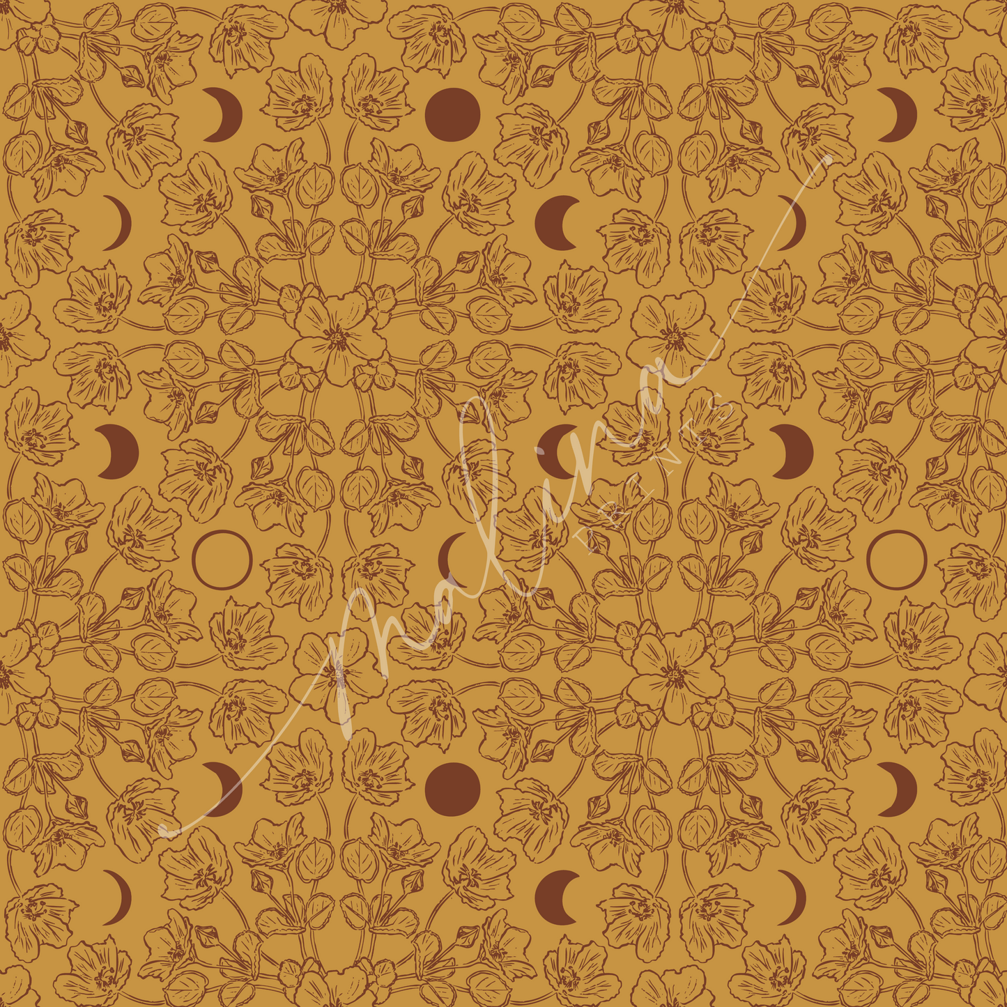 'Ilima Moon Phase | Seamless Repeat Pattern