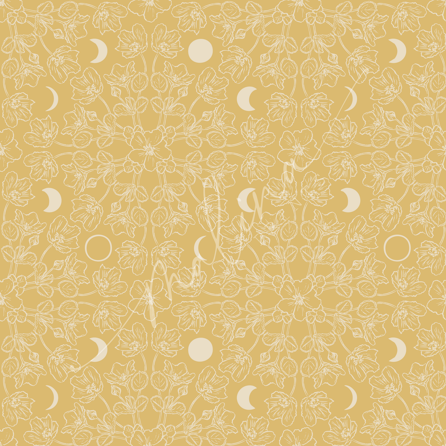 'Ilima Moon Phase | Seamless Repeat Pattern