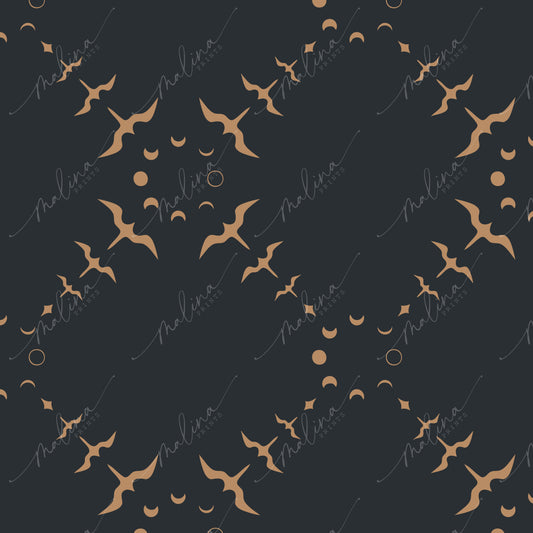 Iwa Moon Phase- Midnight/Gold | Seamless Repeat Pattern
