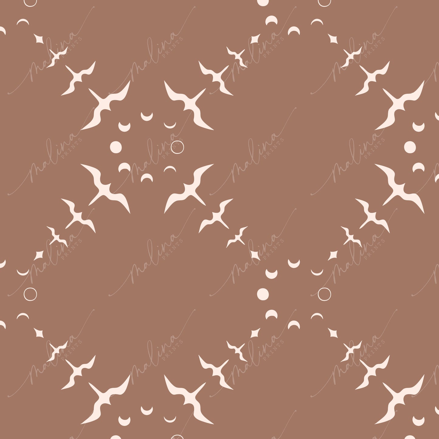 Iwa Moon Phase- Mocha | Seamless Repeat Pattern