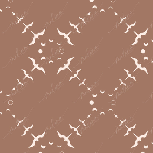 Iwa Moon Phase- Mocha | Seamless Repeat Pattern
