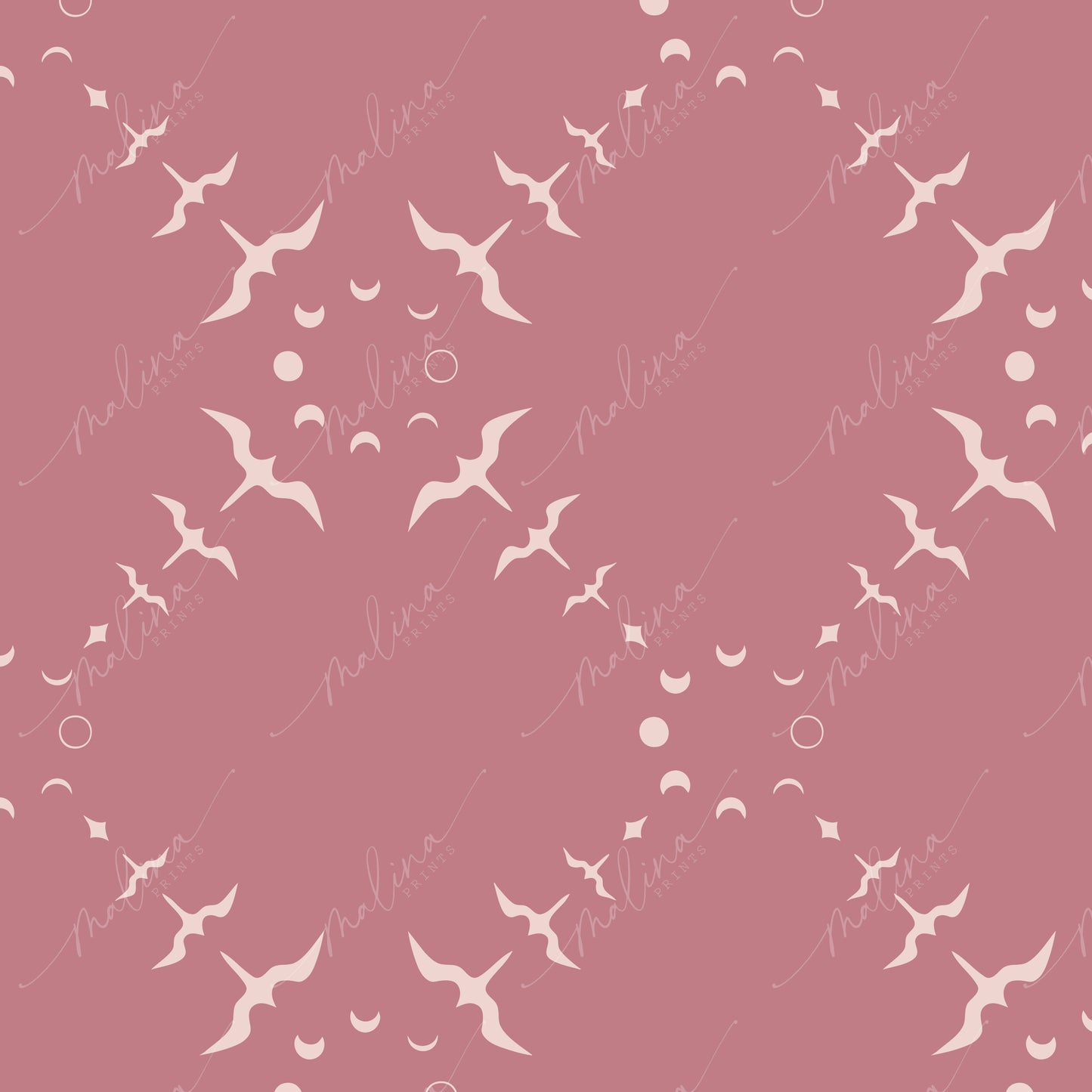 Iwa Moon Phase- Pink | Seamless Repeat Pattern
