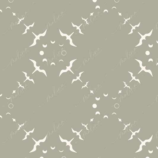 Iwa Moon Phase- Sage | Seamless Repeat Pattern