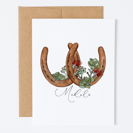 Mahalo- Ohia Lehua Horseshoes | Greeting Card