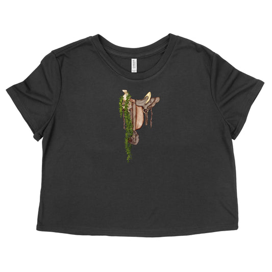 Maile Hawaiian Tree Saddle Womens Flowy Crop Tee | Apparel