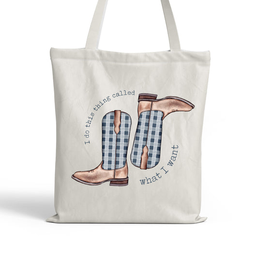 Navy "What I Want" Tote Bag