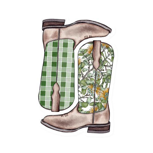 Ohia Lehua Palaka Boots- Mamo | Vinyl Stickers