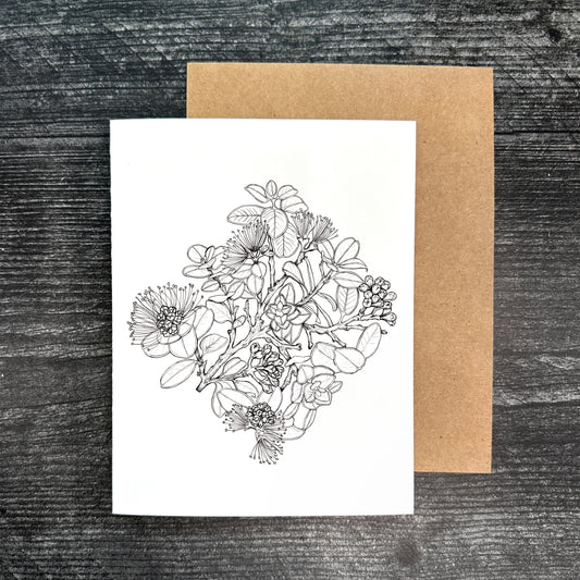 Ohia Lehua Linework | Greeting Card
