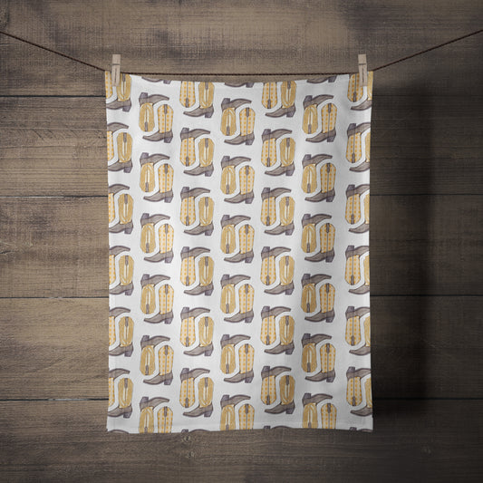 Pua Kenikeni Palaka Boots Tea Towel