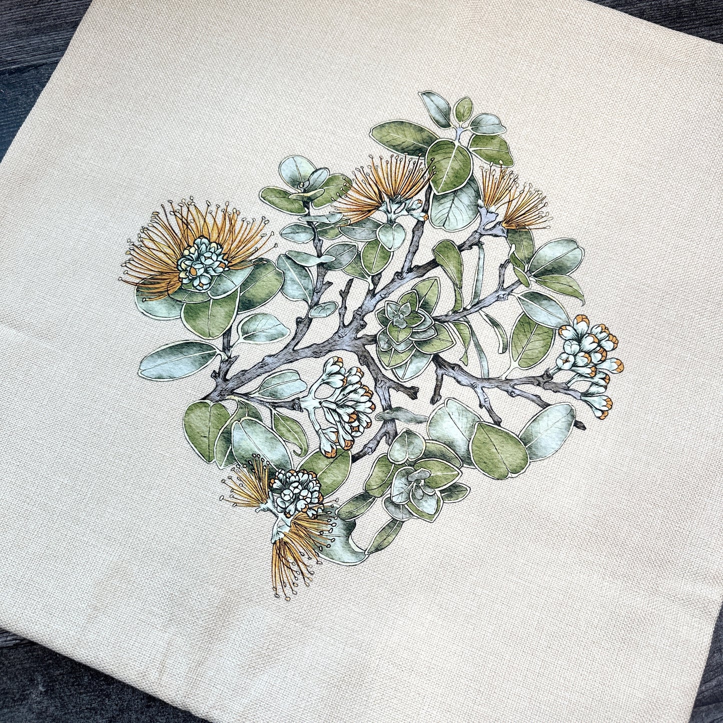 Yellow Ohia Lehua Pillow Cover- 18x18