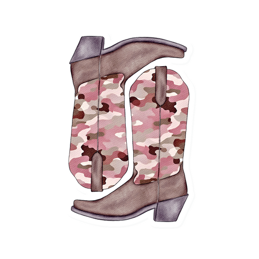 Pink Camo Boots | Vinyl Stickers