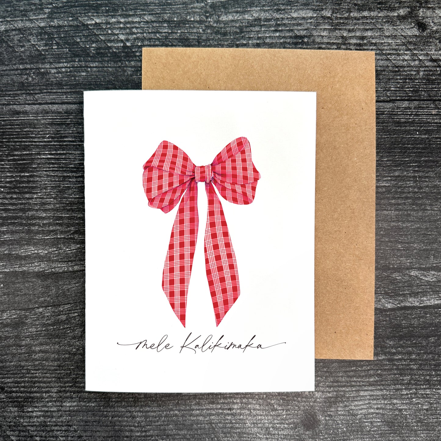 Red Palaka Bow- Mele Kalikimaka | Greeting Card