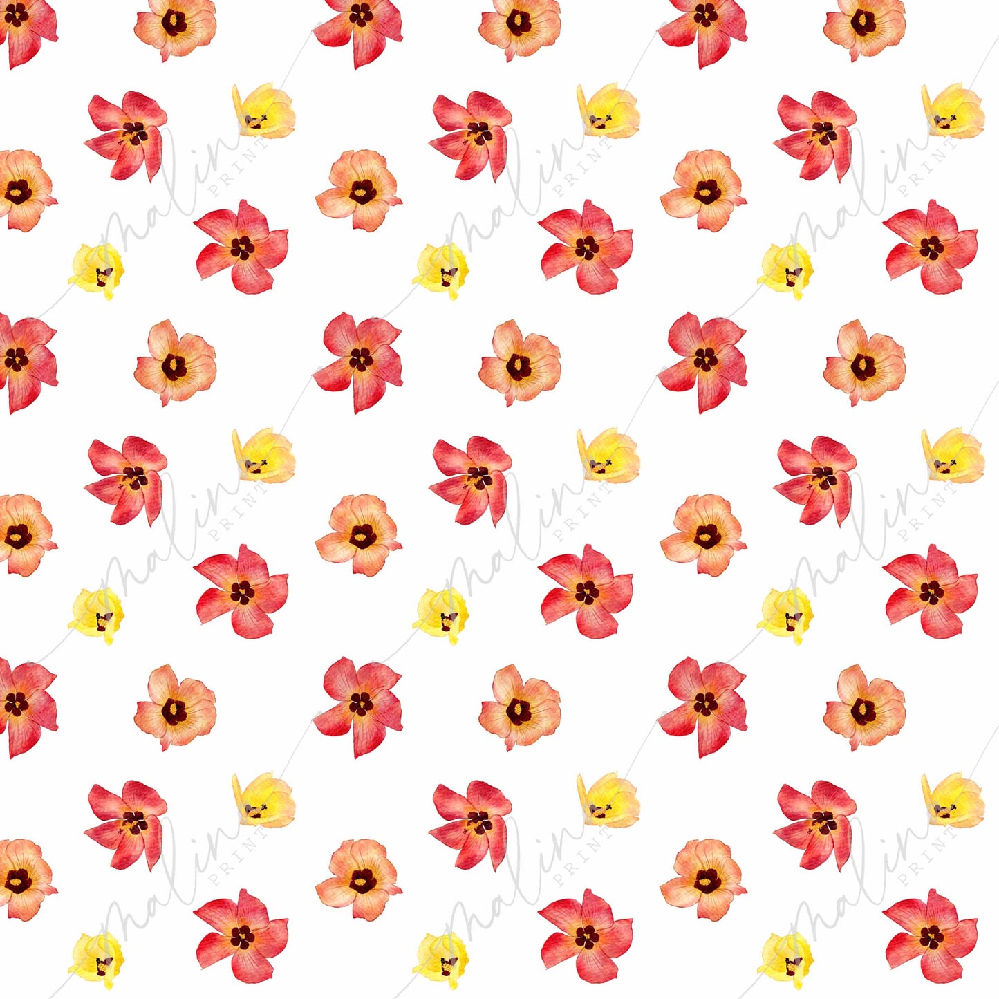 Scattered Hau- Yellow | Seamless Repeat Pattern