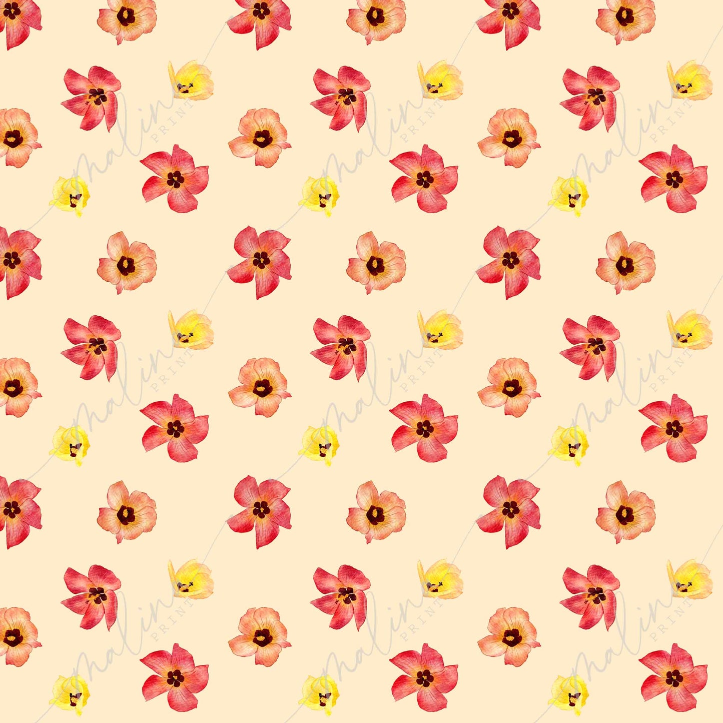Scattered Hau- Yellow | Seamless Repeat Pattern