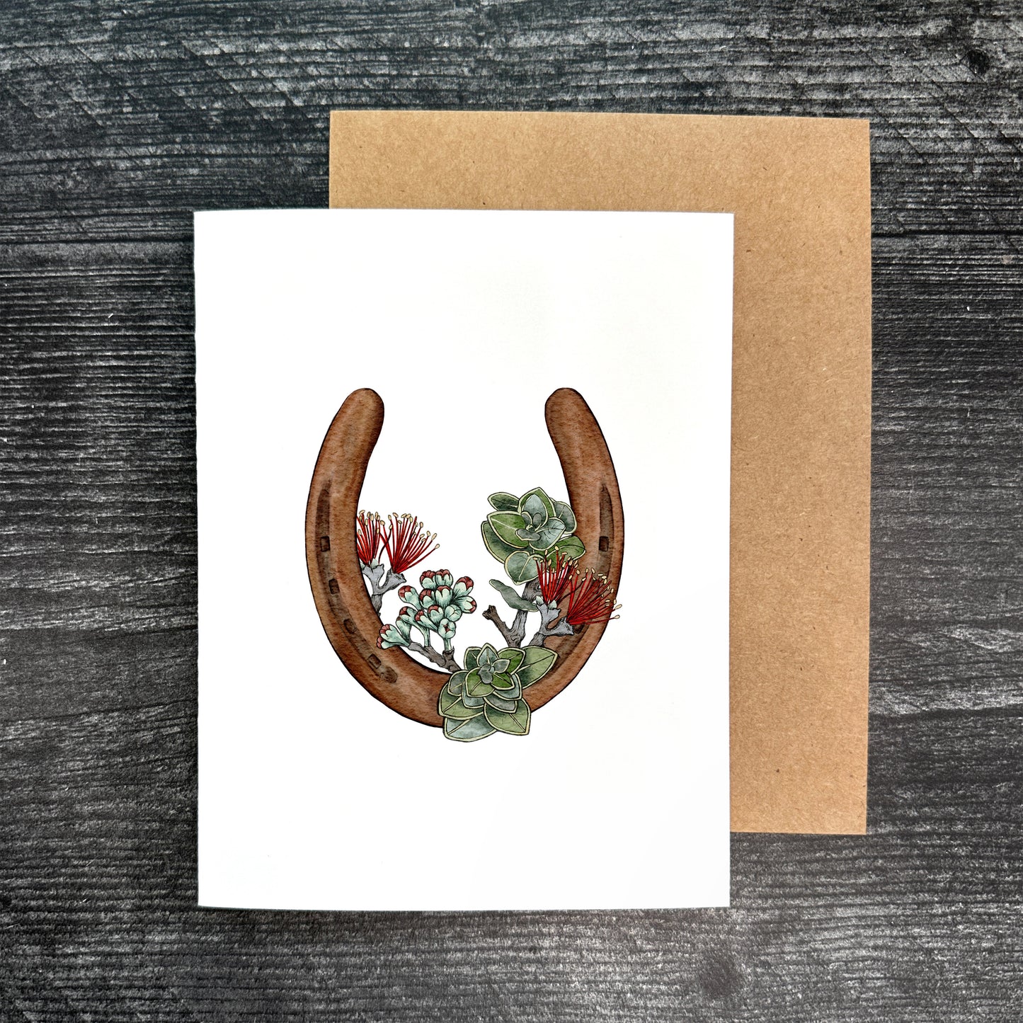 Single Horseshoe- Ohia Lehua | Greeting Card