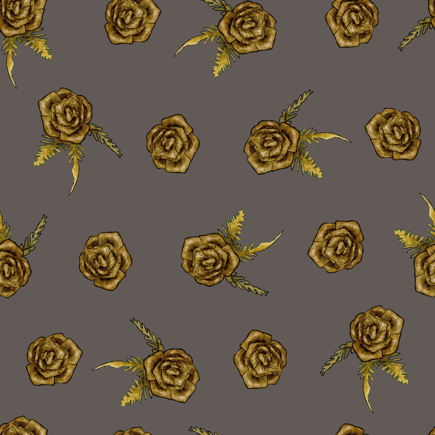 Ti Roses- Brown | Seamless Repeat Pattern