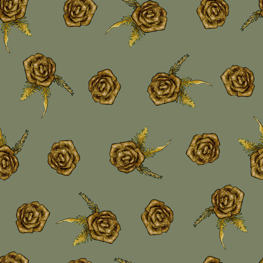 Ti Roses- Olive | Seamless Repeat Pattern