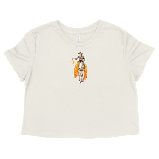 Orange Pa'u Girl Womens Flowy Crop Tee | Apparel