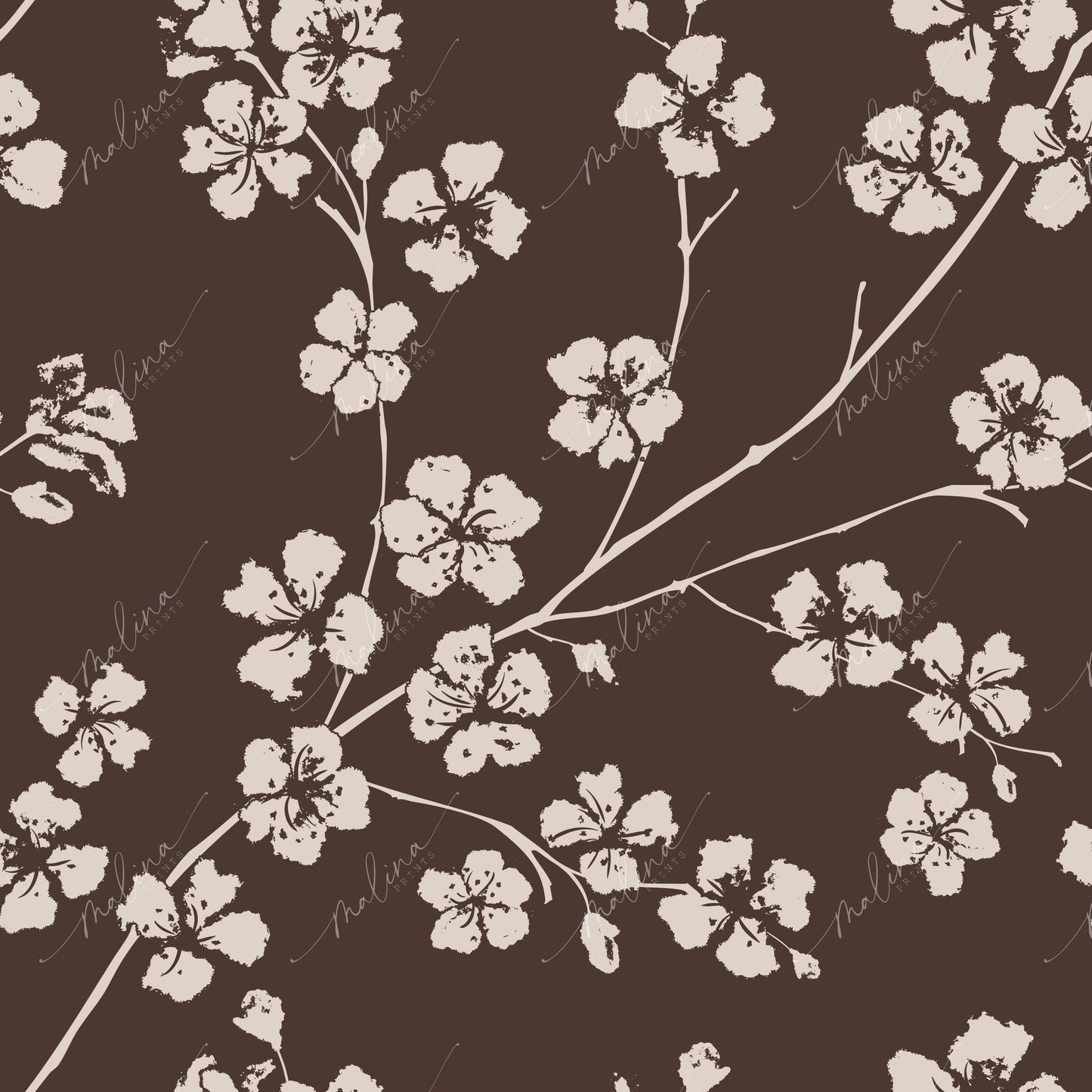 Cherry Blossom Branches | Seamless Repeat Pattern