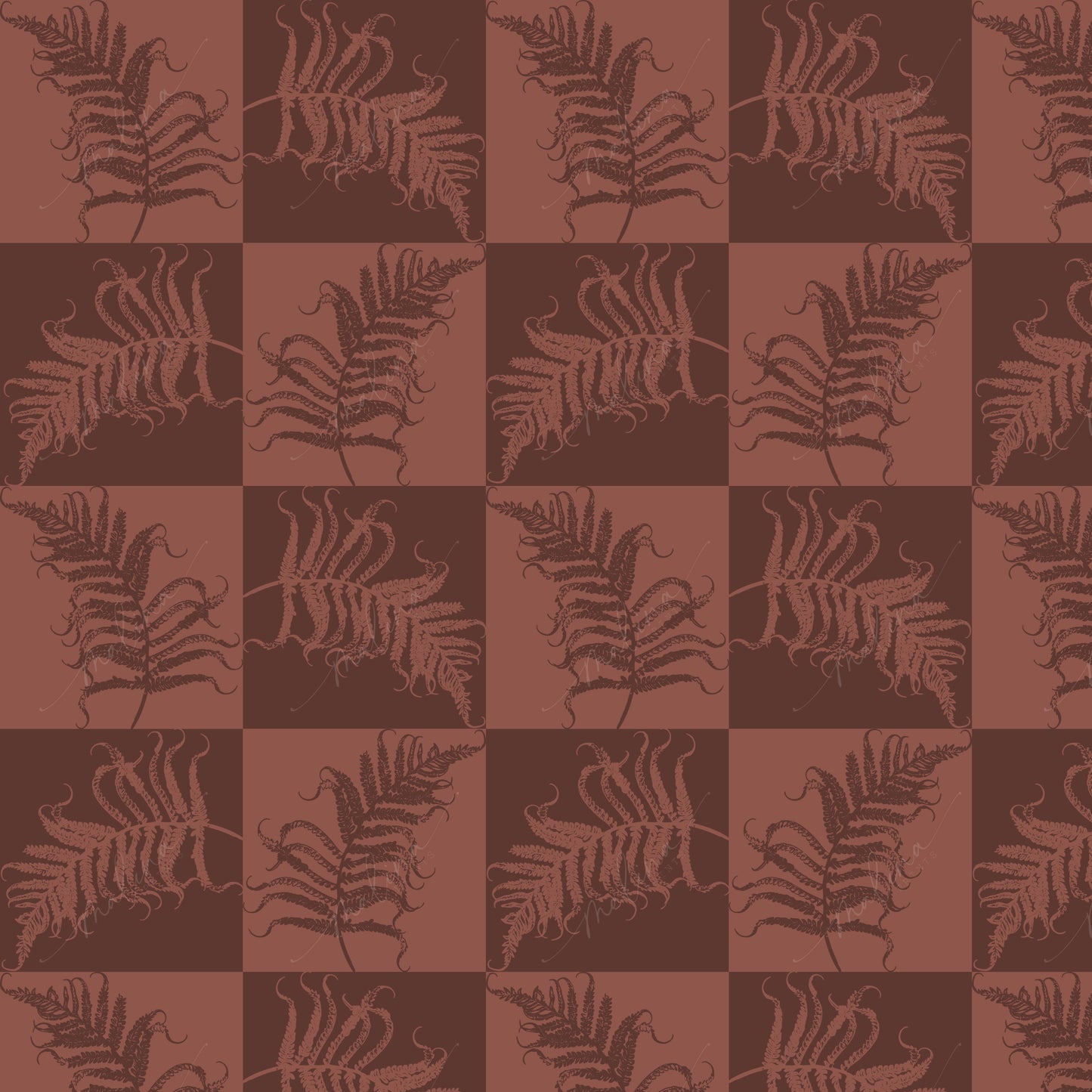 Fern Checkerboard | Seamless Repeat Pattern