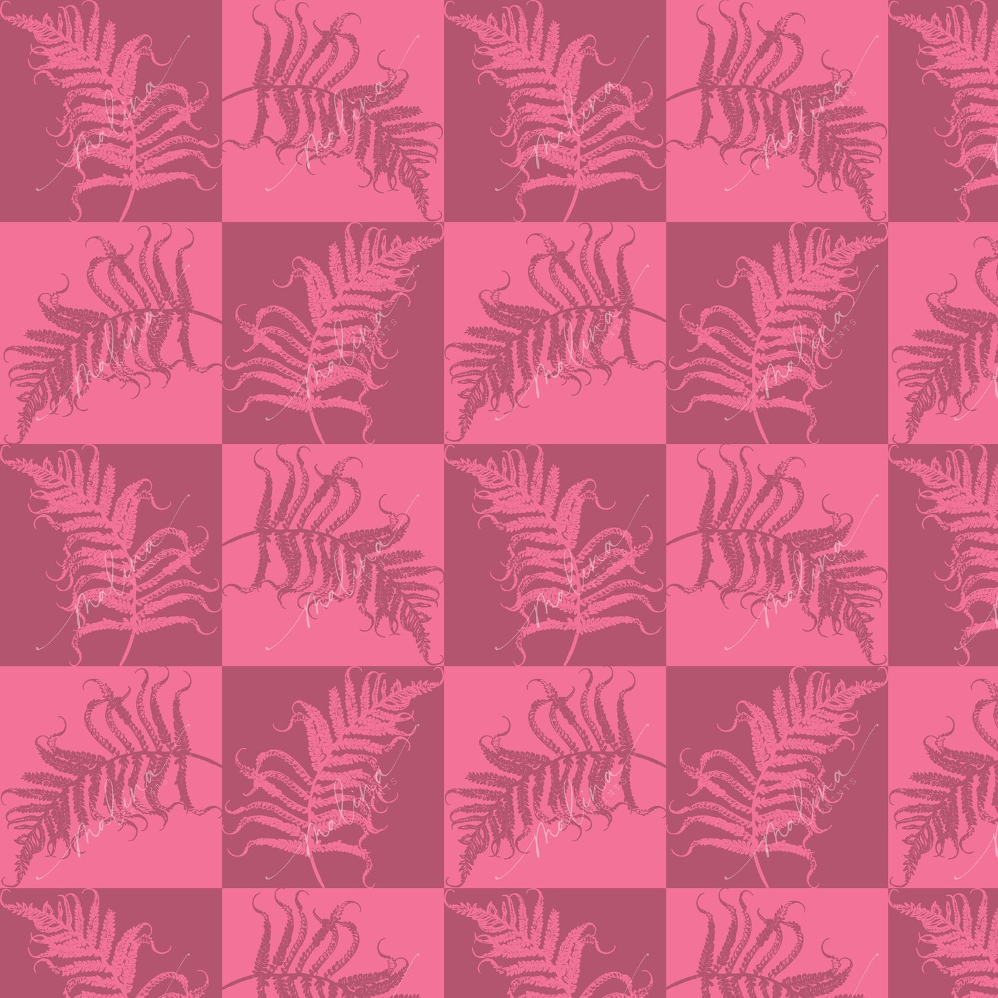 Fern Checkerboard | Seamless Repeat Pattern