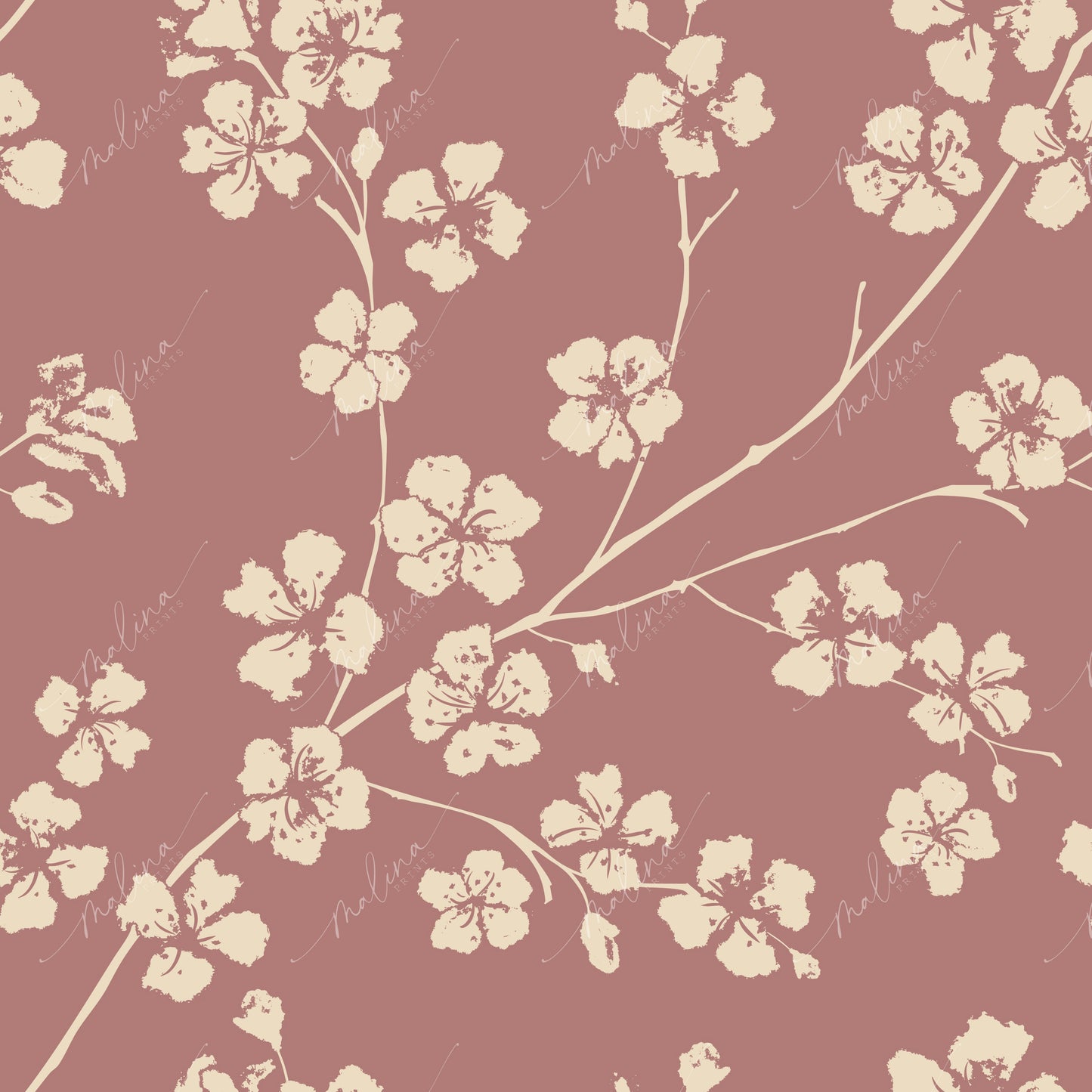 Cherry Blossom Branches | Seamless Repeat Pattern