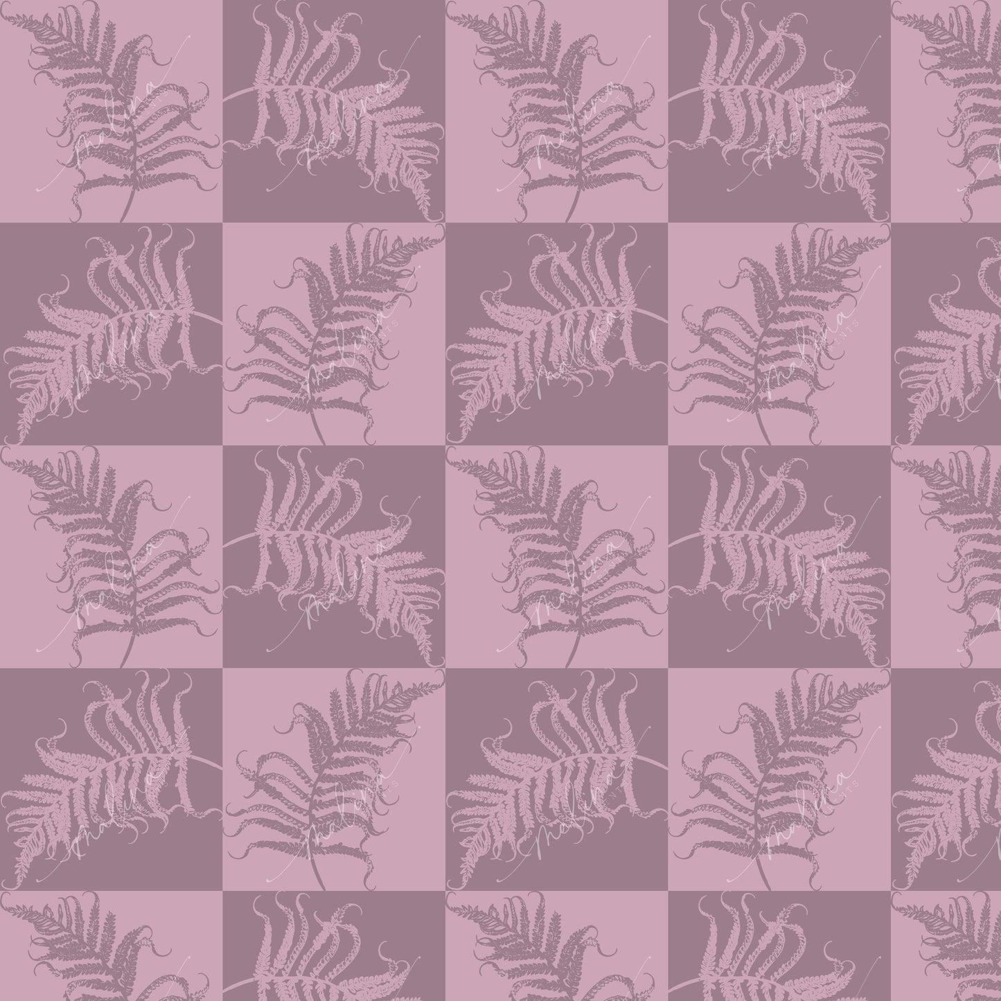 Fern Checkerboard | Seamless Repeat Pattern