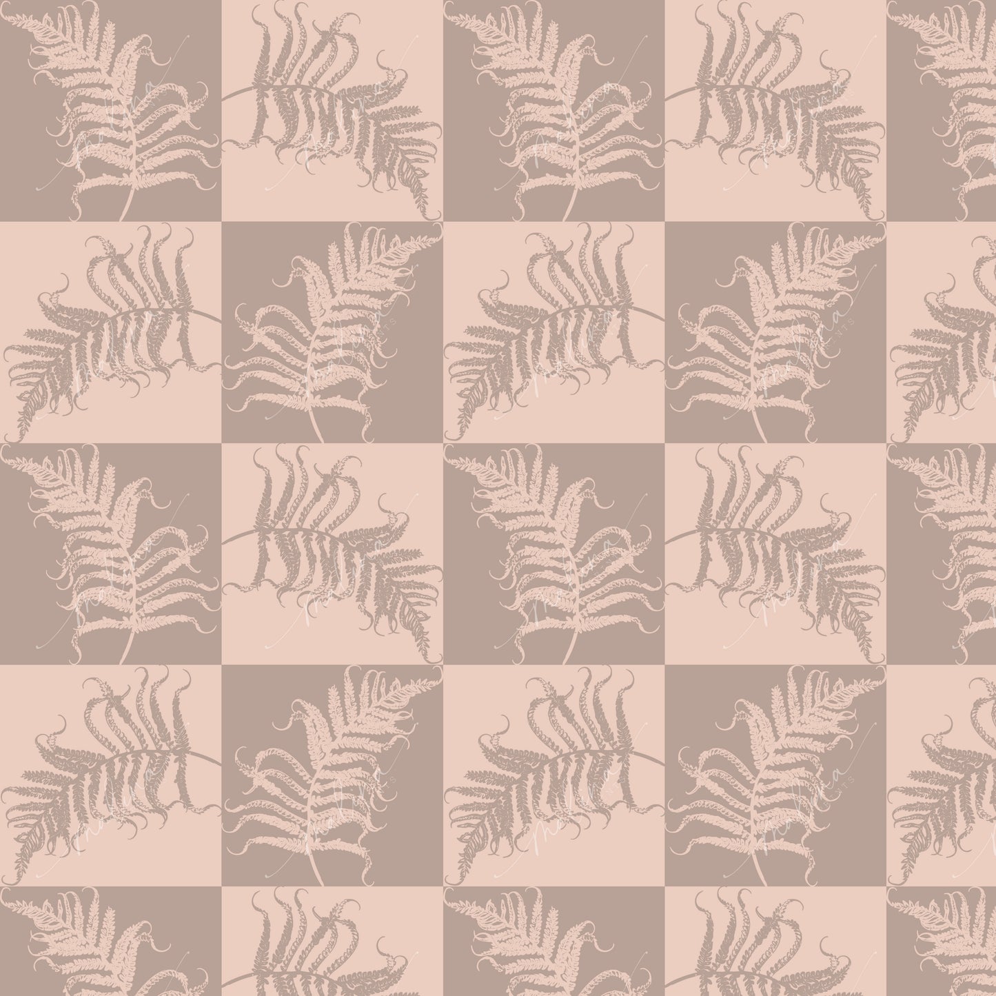 Fern Checkerboard | Seamless Repeat Pattern