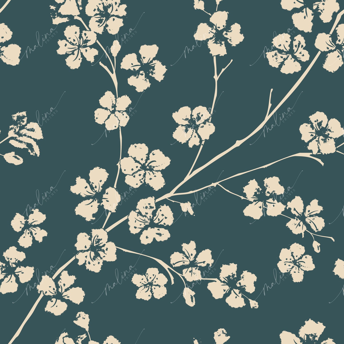 Cherry Blossom Branches | Seamless Repeat Pattern
